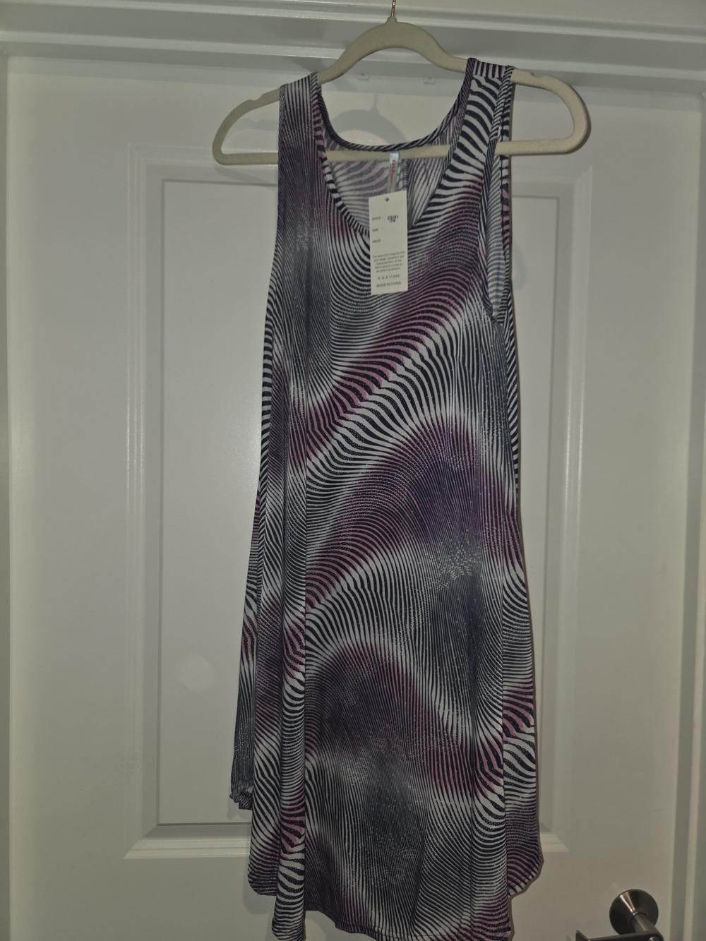 Sleeveless Purple Wave Print Scoop Neck Dress